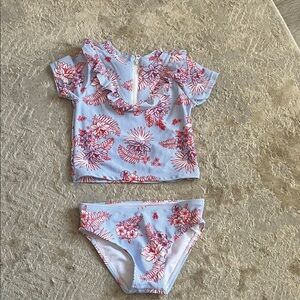 Janie and Jack Floral Rashguard Set - Blue and Red